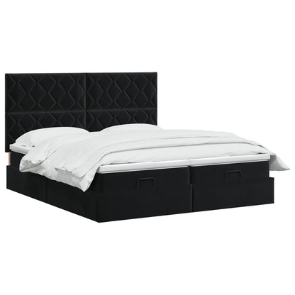 Letto ottomano con materasso con testiera 2 pz Nero Velluto | homemem39