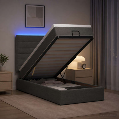 Letto Ottomano con Materasso e LED Grigio Scuro 80 x 200 cm