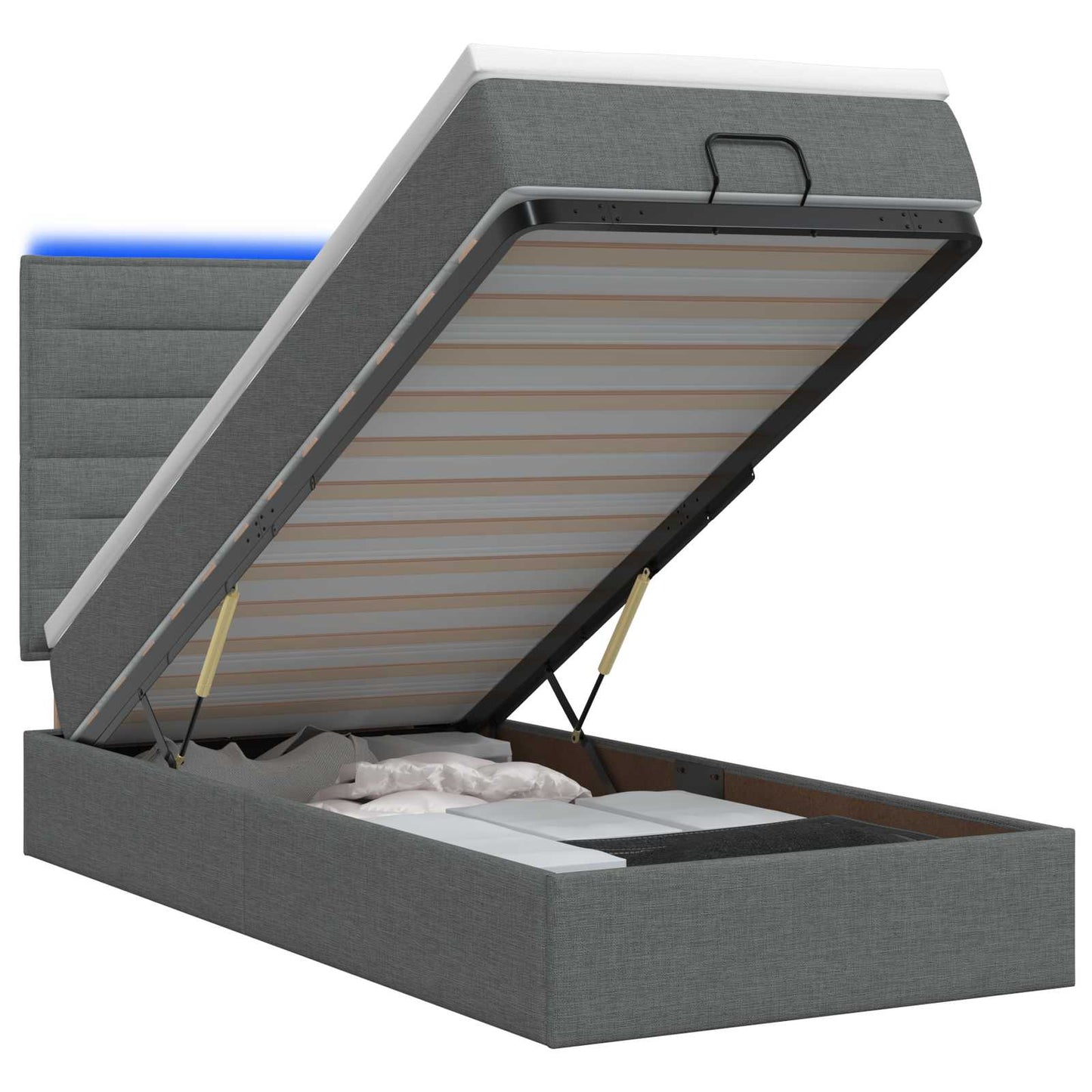 Letto Ottomano con Materasso e LED Grigio Scuro 80 x 200 cm