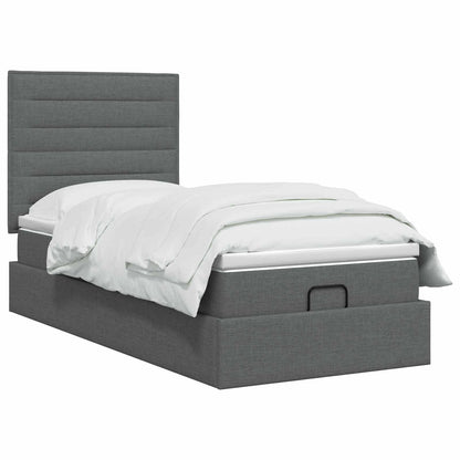 Letto Ottomano con Materasso e LED Grigio Scuro 80 x 200 cm
