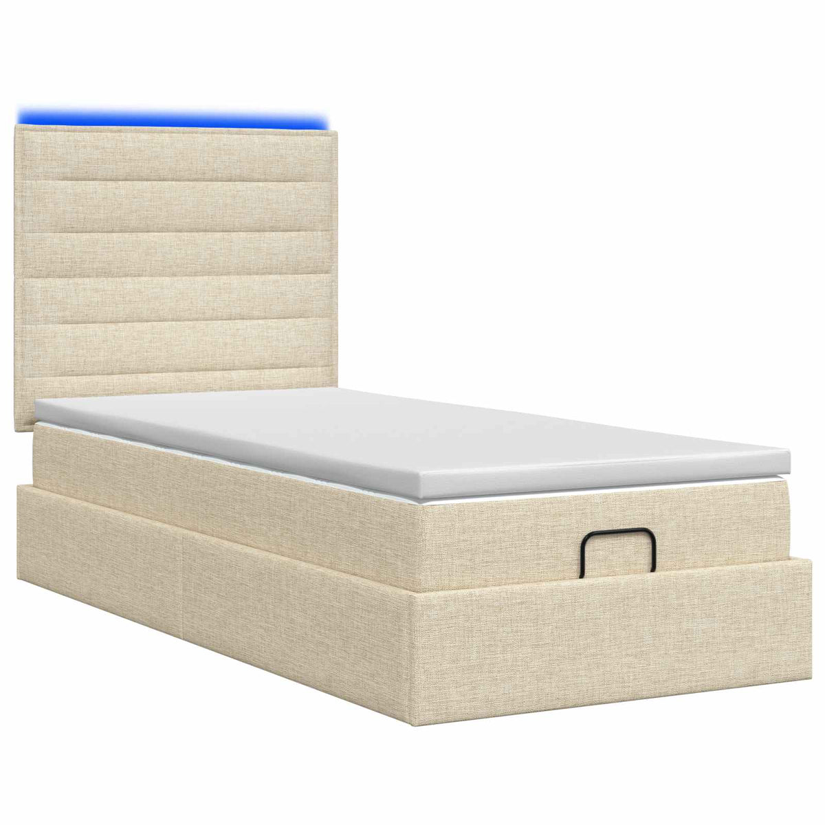Letto Ottomano con Materasso e LED Crema 90 x 190 cm Tessuto | homemem39