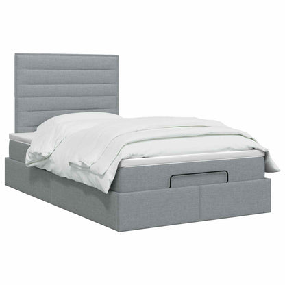 Letto Ottomano con Materasso e LED Grigio Chiaro 120 x 200 cm