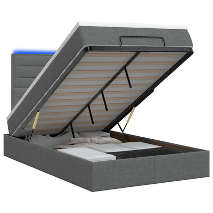 Letto Ottomano con Materasso e LED Grigio Scuro 120 x 200 cm