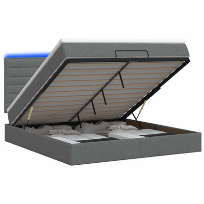 Letto Ottomano con Materasso e LED Grigio Scuro 140 x 190 cm