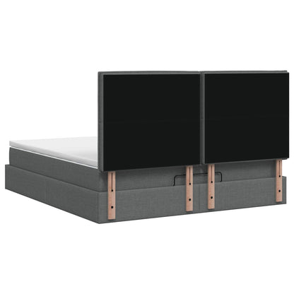 Letto Ottomano con Materasso e LED Grigio Scuro 140 x 190 cm