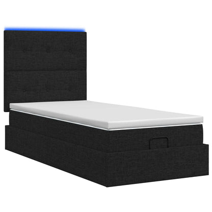 Letto Ottomano con Materasso e LED Nero 80 x 200 cm Tessuto | homemem39