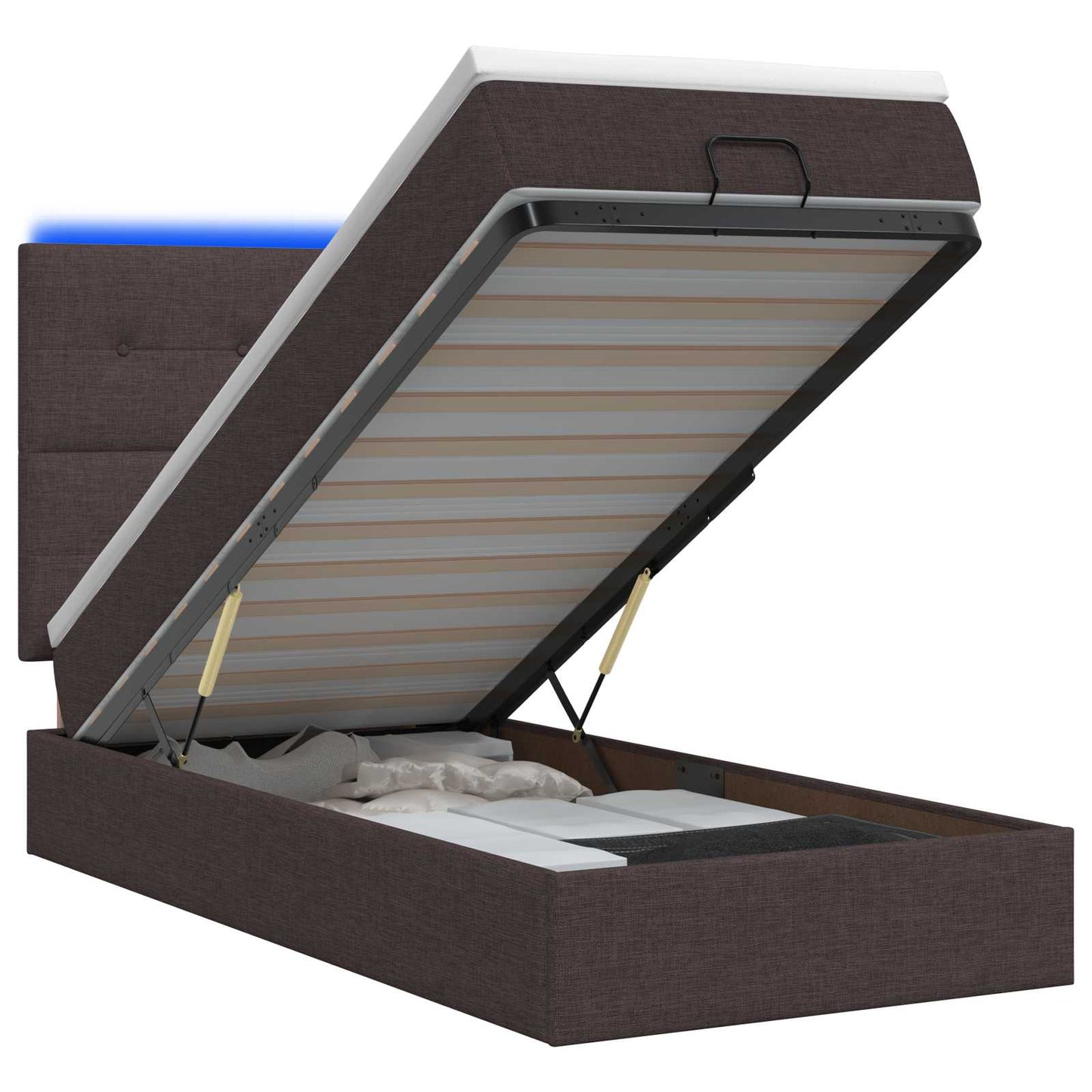 Letto Ottomano con Materasso e LED Marrone Scuro 80 x 200 cm | homemem39