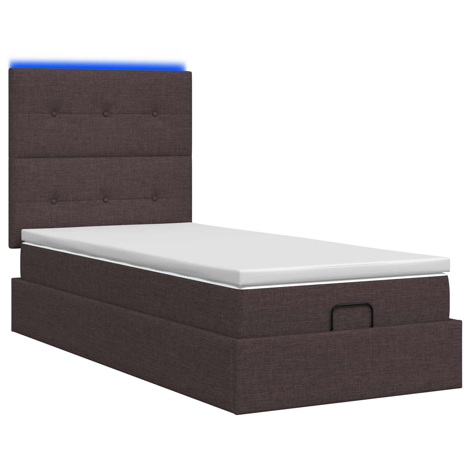 Letto Ottomano con Materasso e LED Marrone Scuro 80 x 200 cm | homemem39