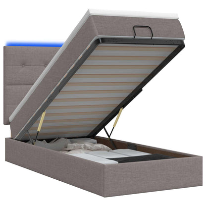Letto Ottomano con Materasso e LED Tortora 80 x 200 cm Tessuto