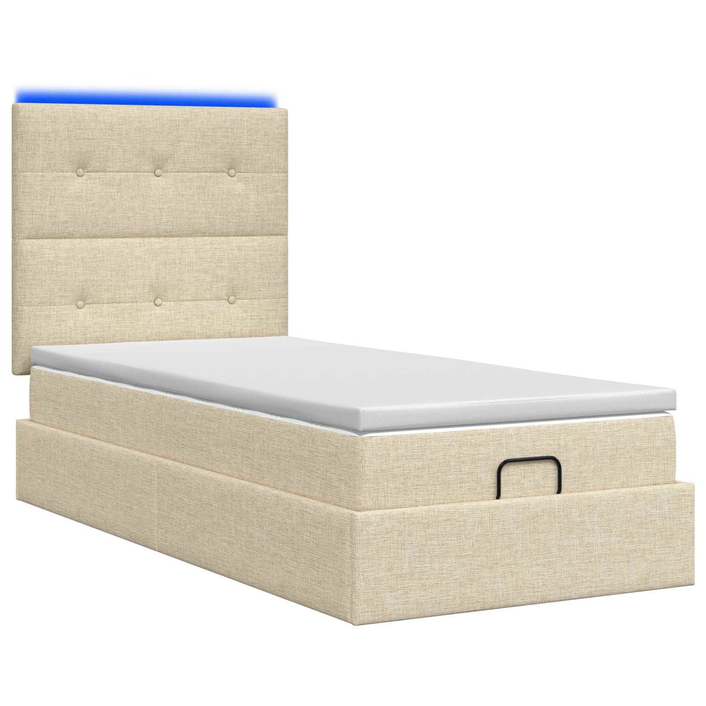 Letto Ottomano con Materasso e LED Crema 90 x 190 cm Tessuto | homemem39