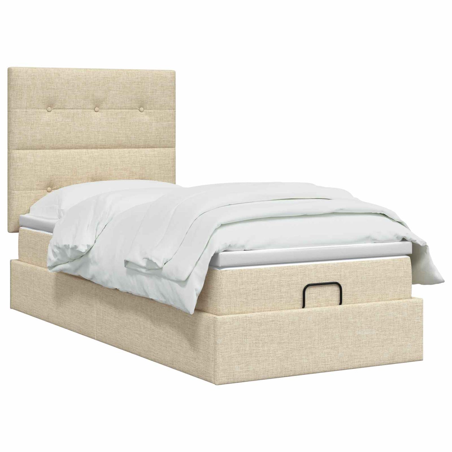 Letto Ottomano con Materasso e LED Crema 90 x 190 cm Tessuto