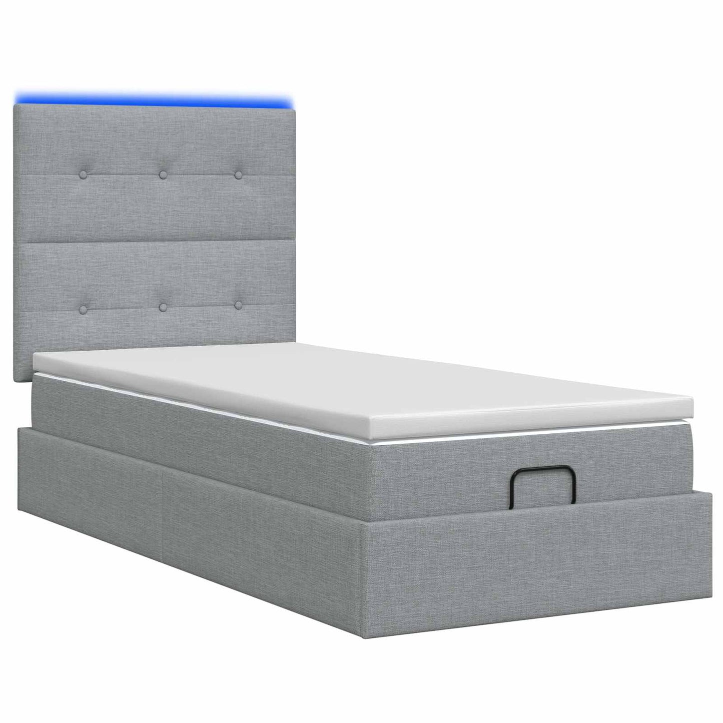 Letto Ottomano con Materasso e LED Grigio Chiaro 90 x 200 cm | homemem39