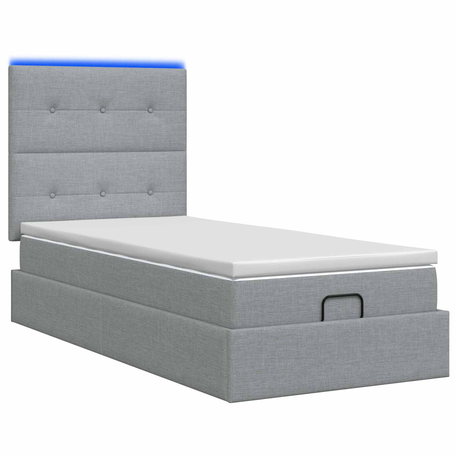 Letto Ottomano con Materasso e LED Grigio Chiaro 90 x 200 cm | homemem39