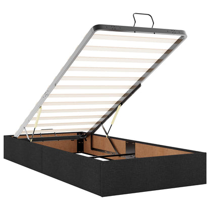 Letto Ottomano con Materasso e LED Nero 90 x 200 cm Tessuto