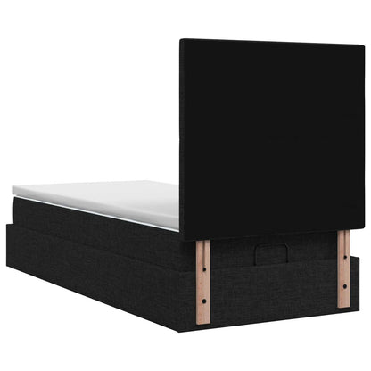 Letto Ottomano con Materasso e LED Nero 90 x 200 cm Tessuto