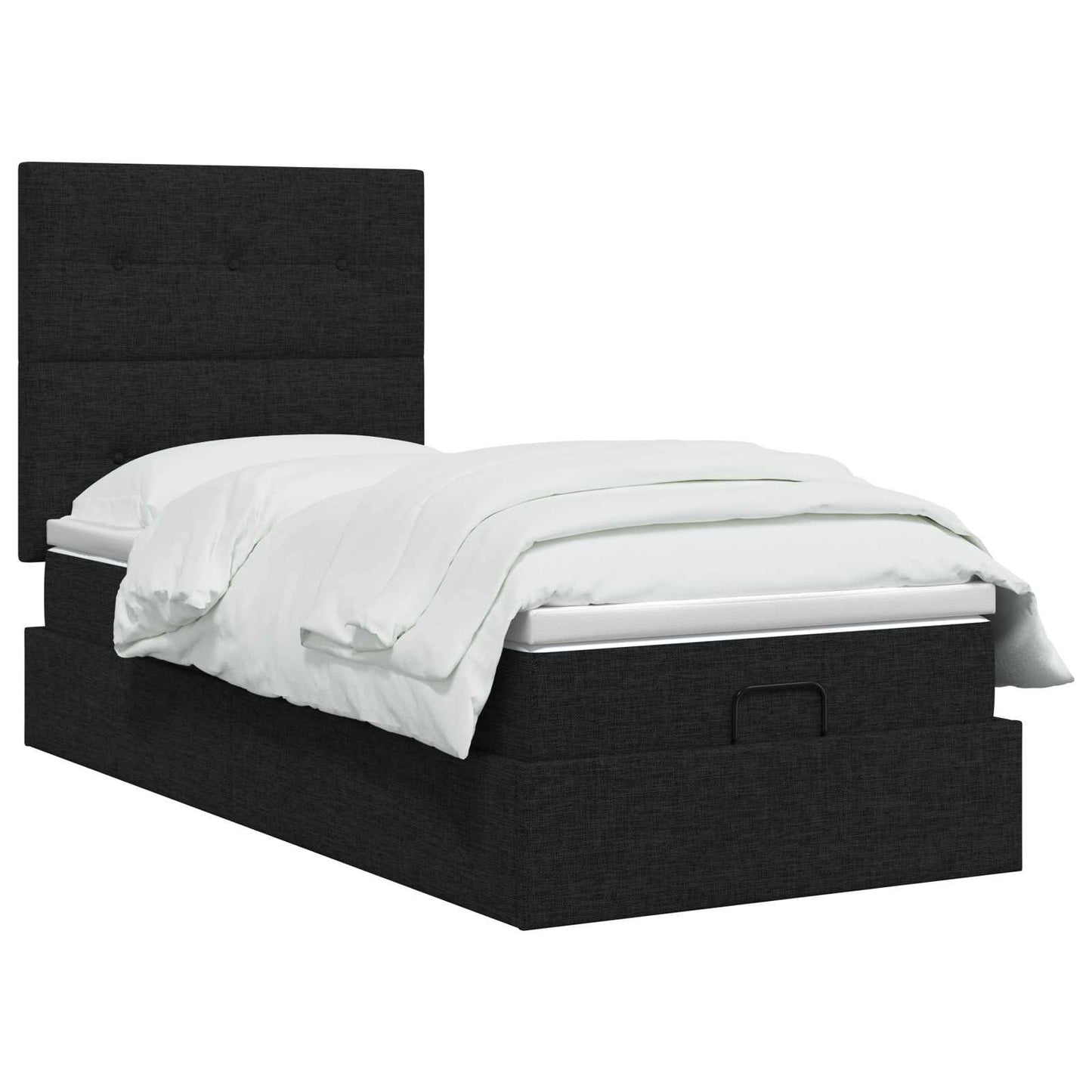Letto Ottomano con Materasso e LED Nero 90 x 200 cm Tessuto