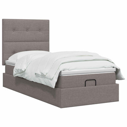 Letto Ottomano con Materasso e LED Tortora 100 x 200 cm Tessuto | homemem39