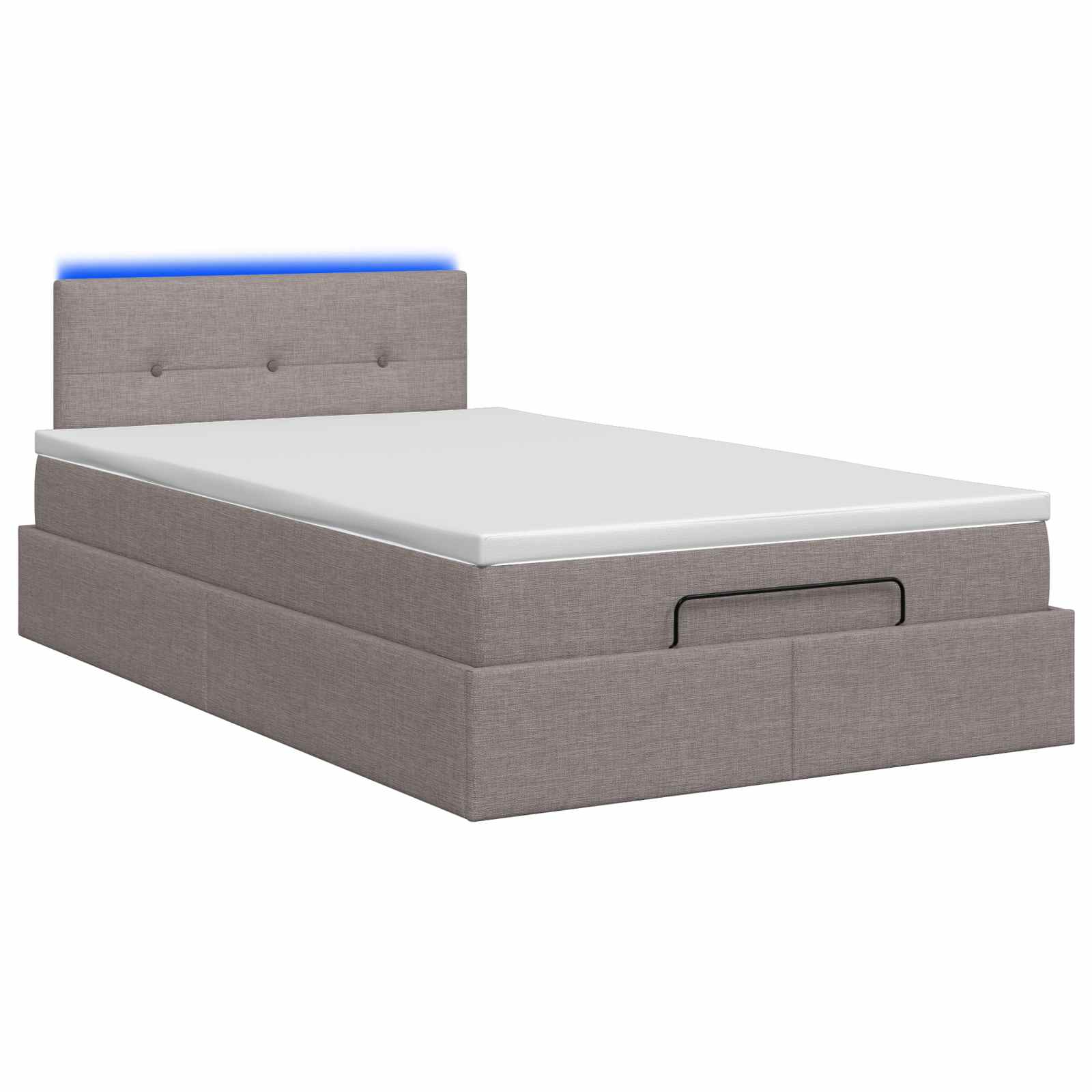Letto Ottomano con Materasso e LED Tortora 120 x 190 cm Tessuto | homemem39