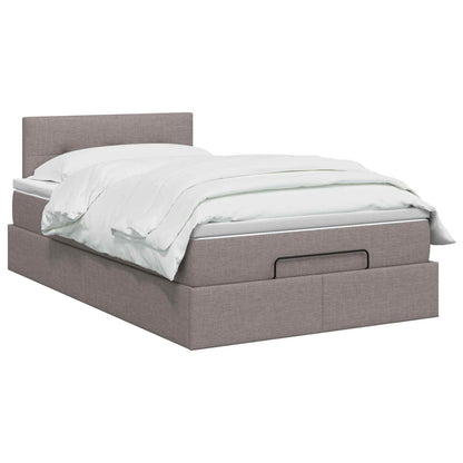 Letto Ottomano con Materasso e LED Tortora 120 x 190 cm Tessuto | homemem39