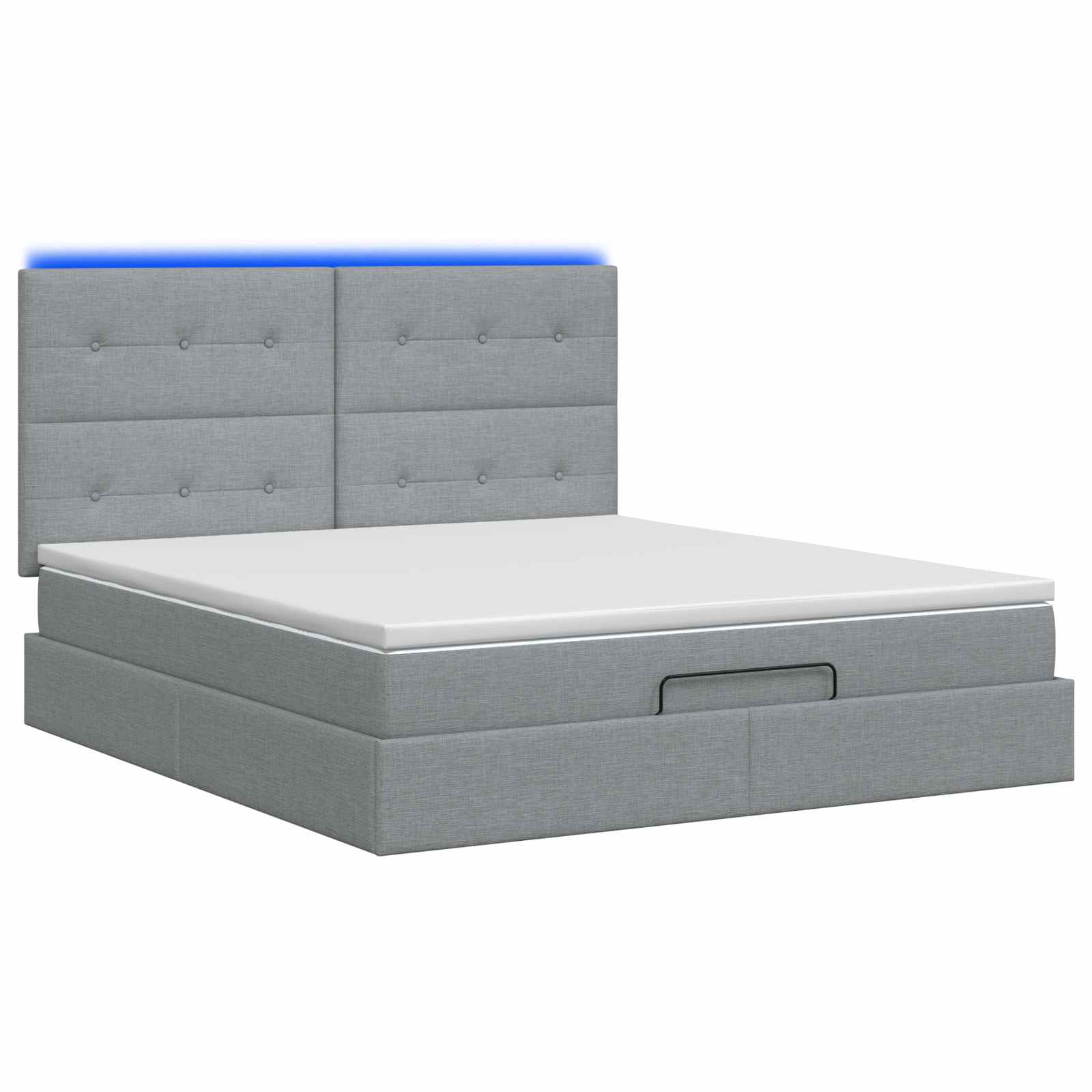 Letto Ottomano con Materasso e LED Grigio Chiaro 140 x 190 cm | homemem39