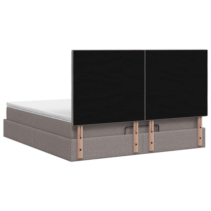 Letto Ottomano con Materasso e LED Tortora 140 x 190 cm Tessuto | homemem39