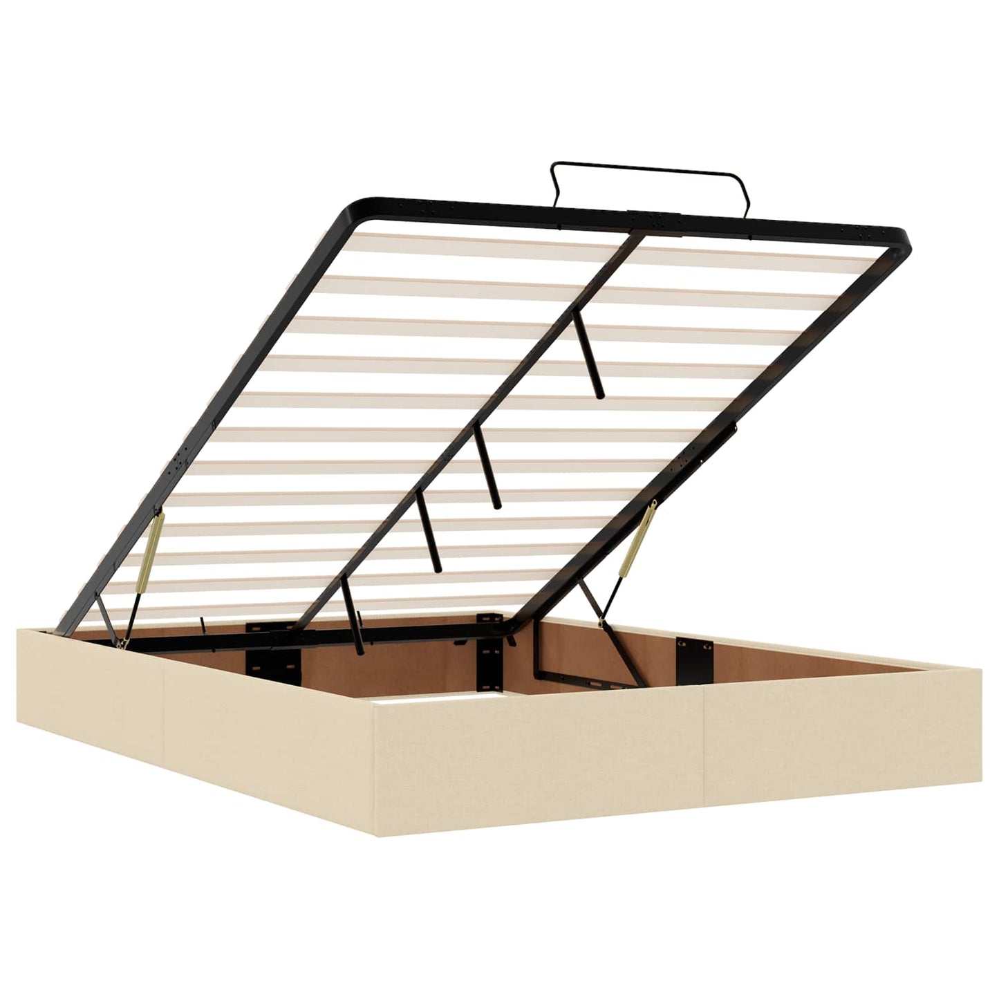 Letto Ottomano con Materasso e LED Crema 140 x 190 cm Tessuto