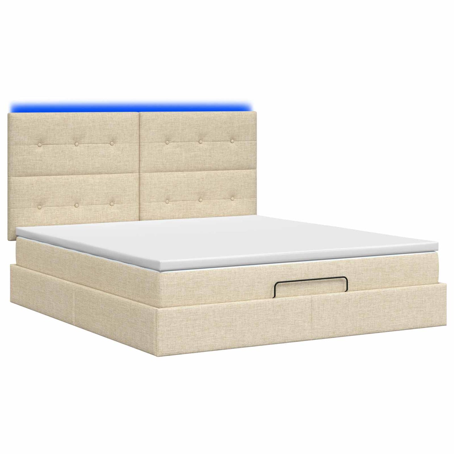 Letto Ottomano con Materasso e LED Crema 140 x 190 cm Tessuto
