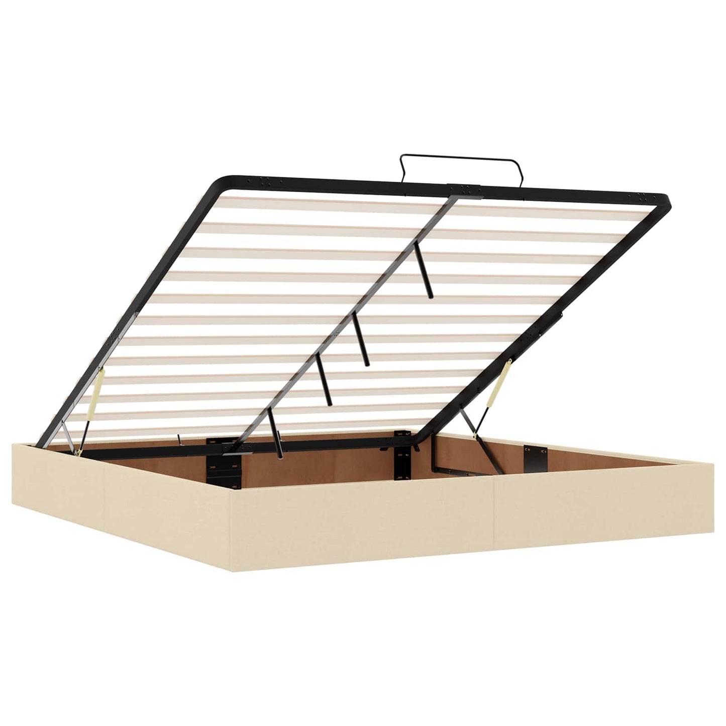 Letto Ottomano con Materasso e LED Crema 180 x 200 cm Tessuto