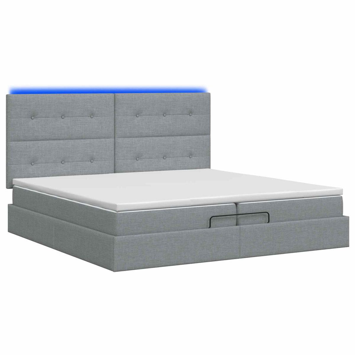 Letto Ottomano con Materasso e LED Grigio Chiaro 200 x 200 cm | homemem39