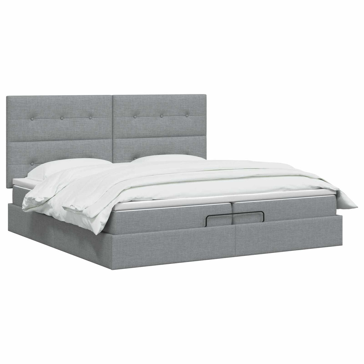Letto Ottomano con Materasso e LED Grigio Chiaro 200 x 200 cm