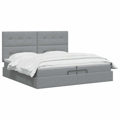 Letto Ottomano con Materasso e LED Grigio Chiaro 200 x 200 cm