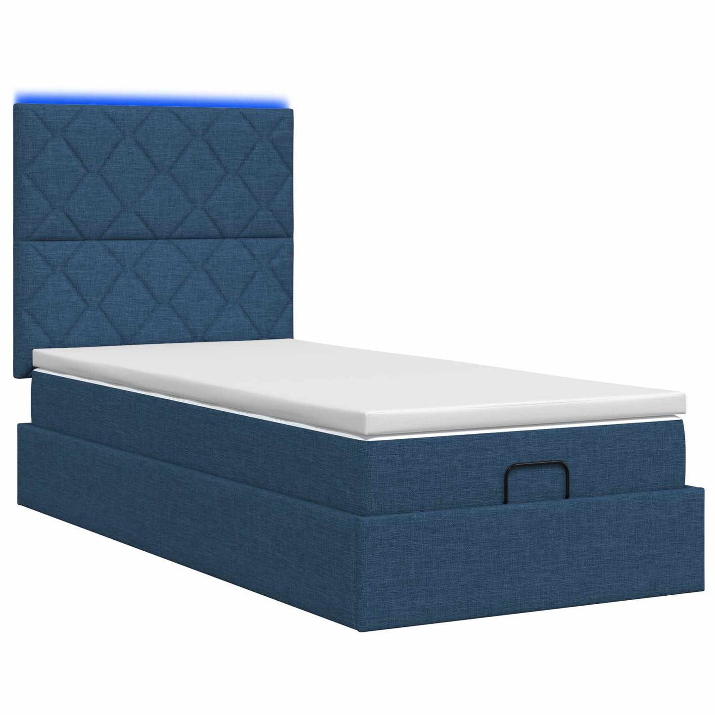 Letto Ottomano con Materasso e LED Blu 100 x 200 cm Tessuto | homemem39
