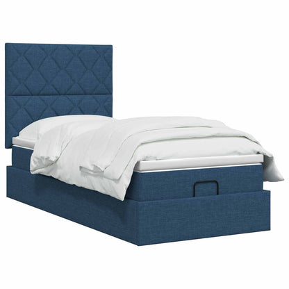 Letto Ottomano con Materasso e LED Blu 100 x 200 cm Tessuto | homemem39