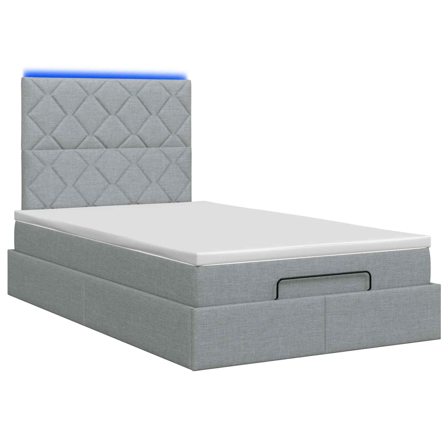 Letto Ottomano con Materasso e LED Grigio Chiaro 120 x 200 cm | homemem39