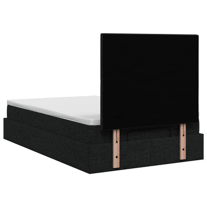 Letto Ottomano con Materasso e LED Nero 120 x 200 cm Tessuto | homemem39