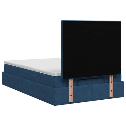 Letto Ottomano con Materasso e LED Blu 120 x 200 cm Tessuto | homemem39