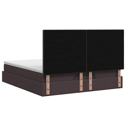 Letto Ottomano con Materasso e LED Marrone Scuro 140 x 200 cm | homemem39