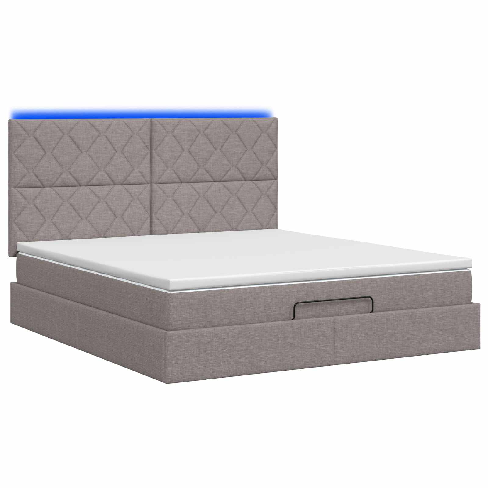 Letto Ottomano con Materasso e LED Tortora 140 x 200 cm Tessuto | homemem39