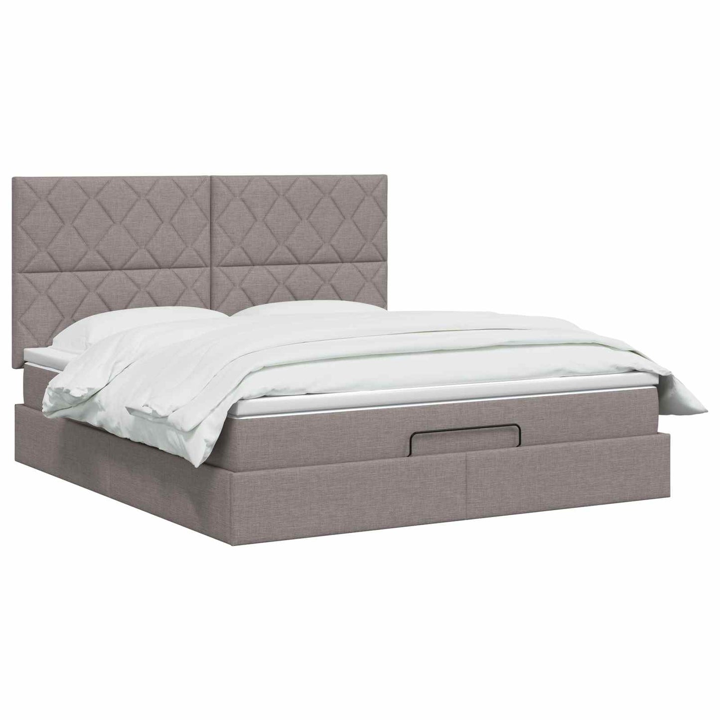 Letto Ottomano con Materasso e LED Tortora 140 x 200 cm Tessuto | homemem39