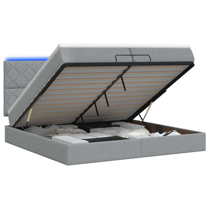 Letto Ottomano con Materasso e LED Grigio Chiaro 200 x 200 cm | homemem39