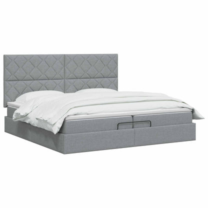 Letto Ottomano con Materasso e LED Grigio Chiaro 200 x 200 cm | homemem39