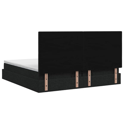 Letto Ottomano con Materasso e LED Nero 200 x 200 cm Tessuto