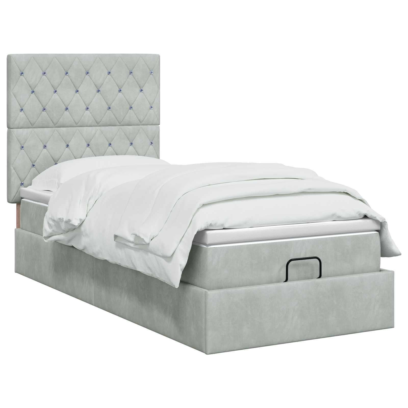 Letto Ottomano con Materasso e LED Grigio Chiaro 80 x 200 cm | homemem39