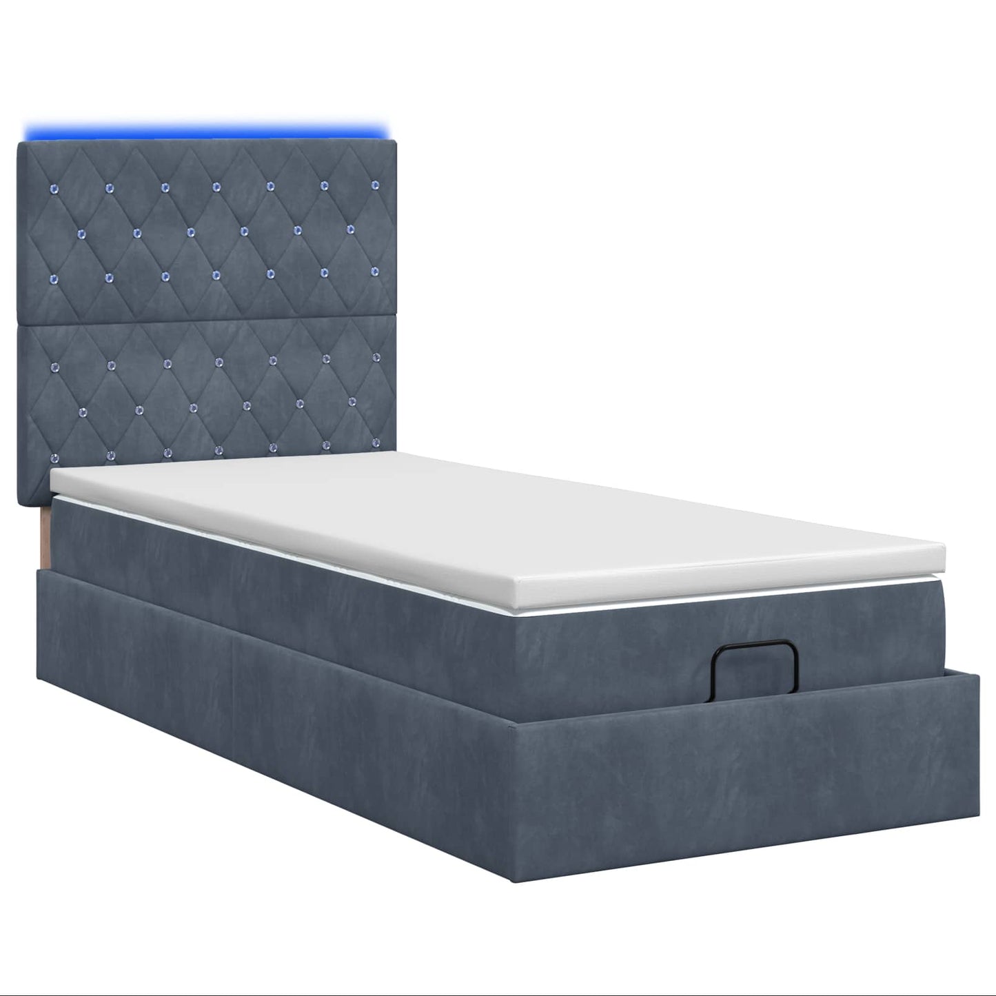 Letto Ottomano con Materasso e LED Grigio Scuro 90 x 190 cm | homemem39