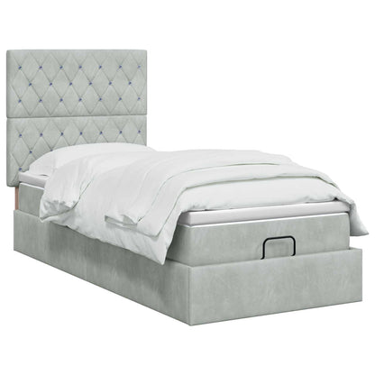 Letto Ottomano con Materasso e LED Grigio Chiaro 100 x 200 cm | homemem39