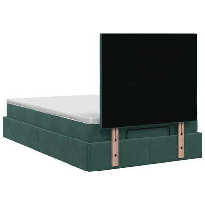 Letto Ottomano con Materasso e LED Verde Scuro 120 x 200 cm