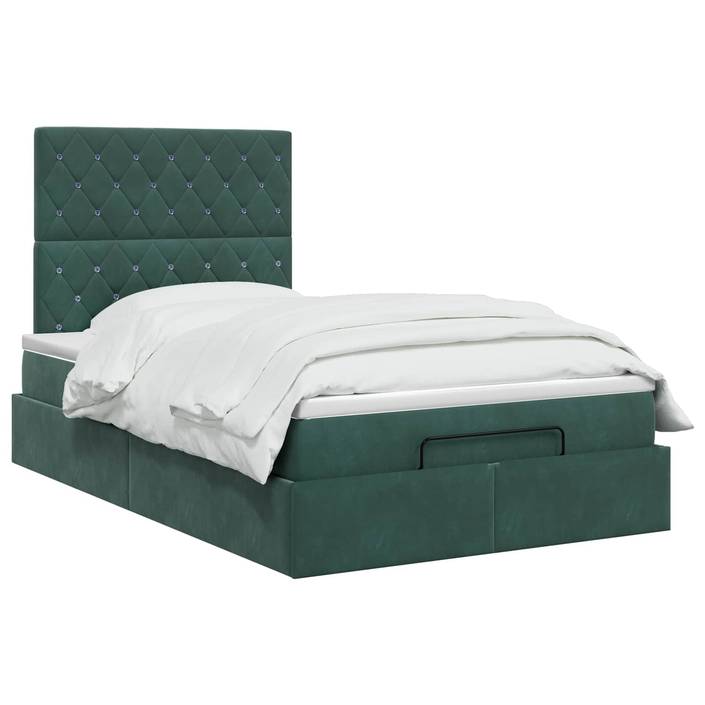 Letto Ottomano con Materasso e LED Verde Scuro 120 x 200 cm