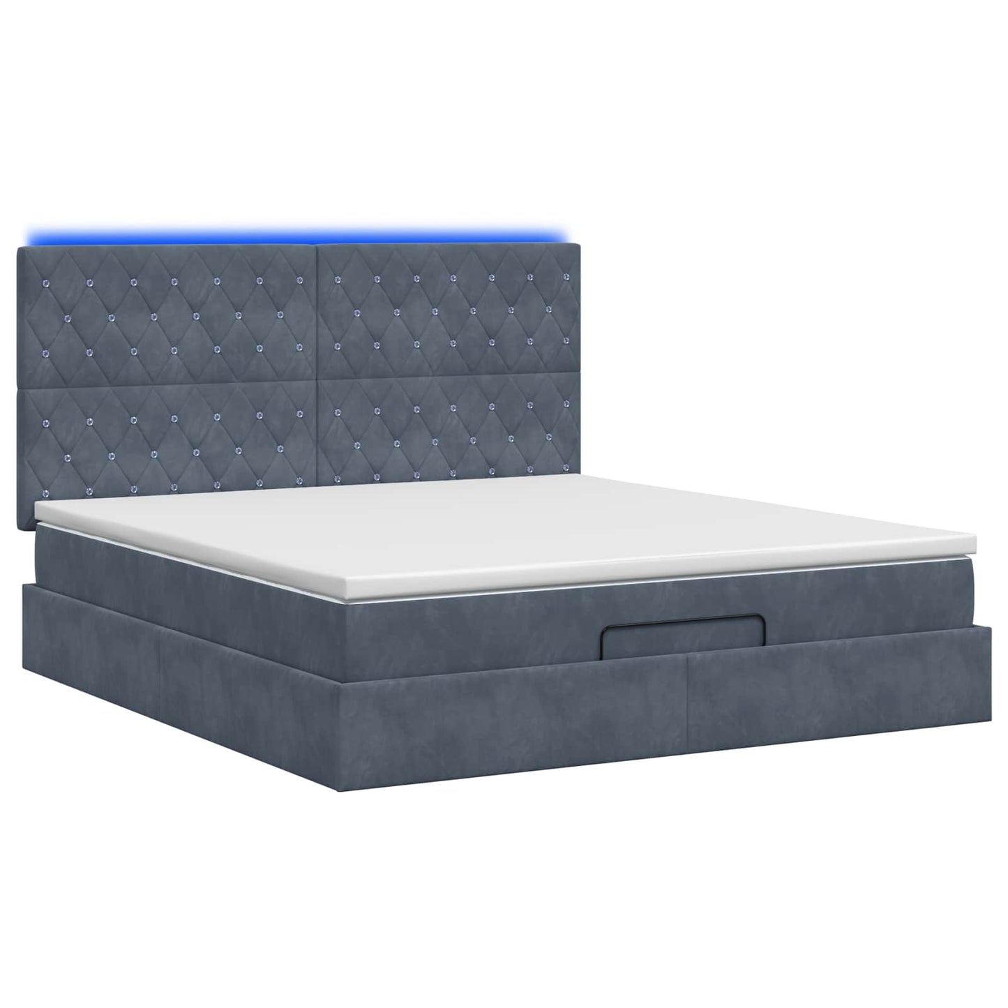 Letto Ottomano con Materasso e LED Grigio Scuro 140 x 200 cm | homemem39