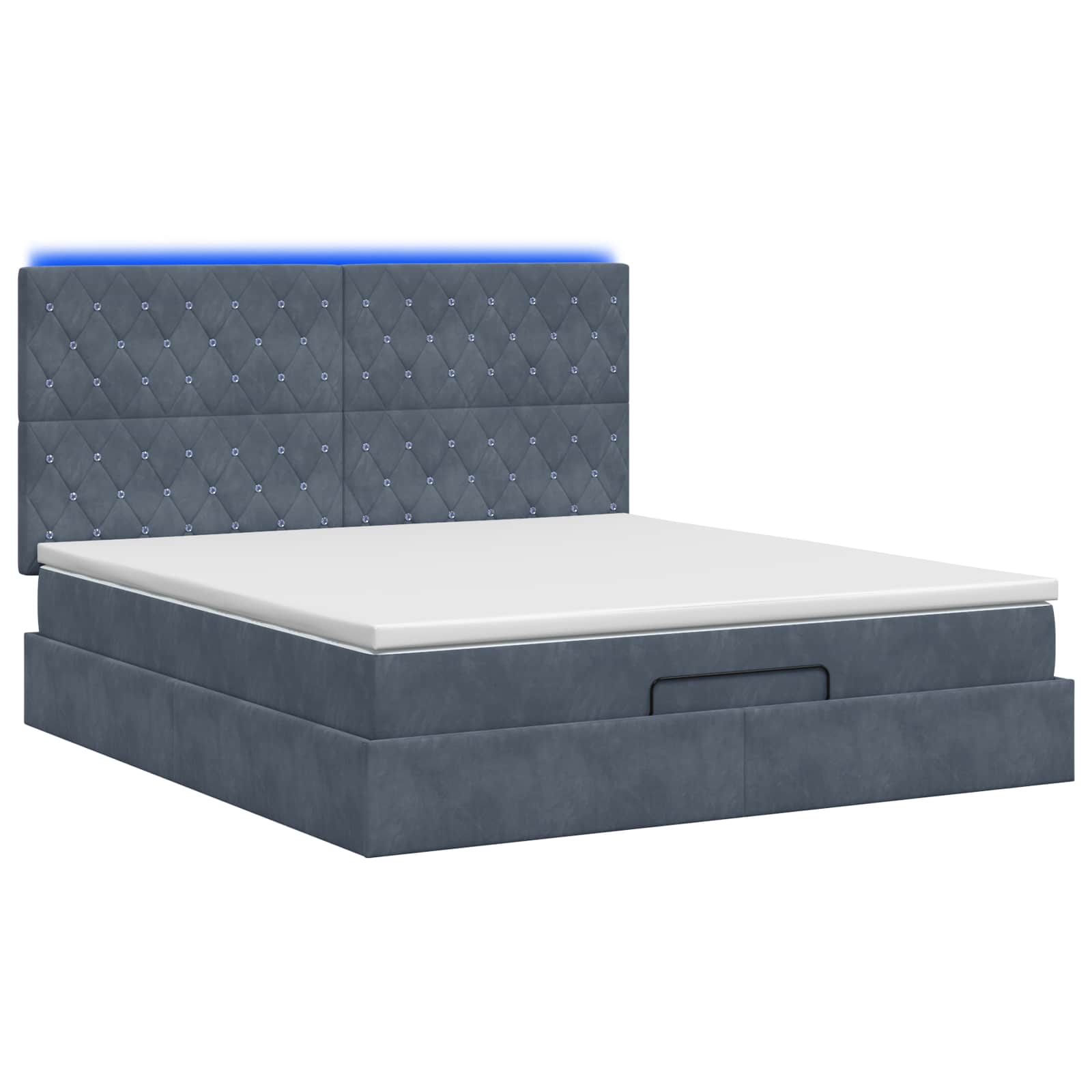 Letto Ottomano con Materasso e LED Grigio Scuro 140 x 200 cm | homemem39