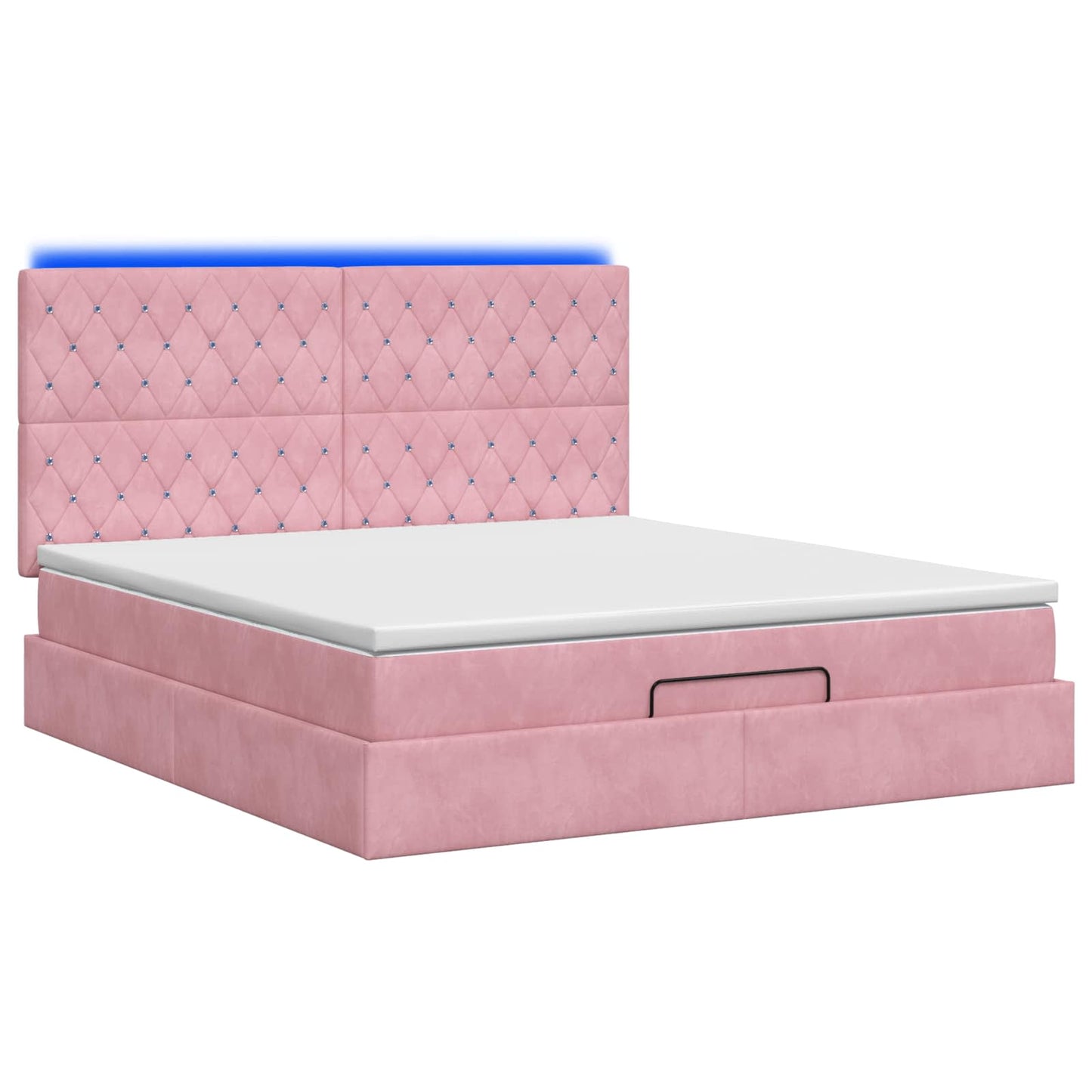 Letto Ottomano con Materasso e LED Rosa 140 x 200 cm Velluto | homemem39